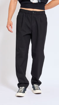 UNDERCOVER BLACK ELASTIC WAIST COTTON PANTS.