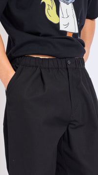 UNDERCOVER BLACK ELASTIC WAIST COTTON PANTS.