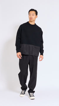 UNDERCOVER BLACK WOOL PANEL SWEATER