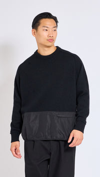 UNDERCOVER BLACK WOOL PANEL SWEATER