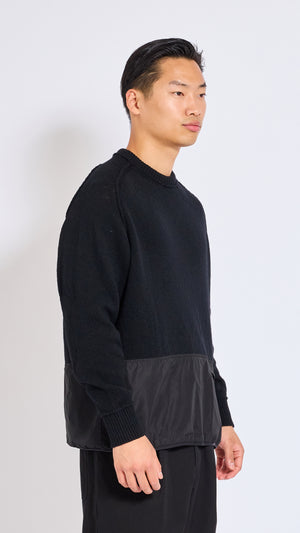 UNDERCOVER BLACK WOOL PANEL SWEATER