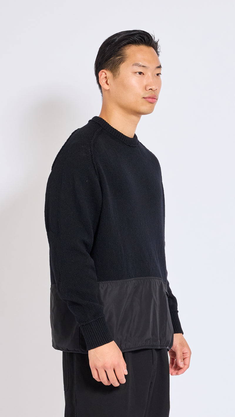 UNDERCOVER BLACK WOOL PANEL SWEATER