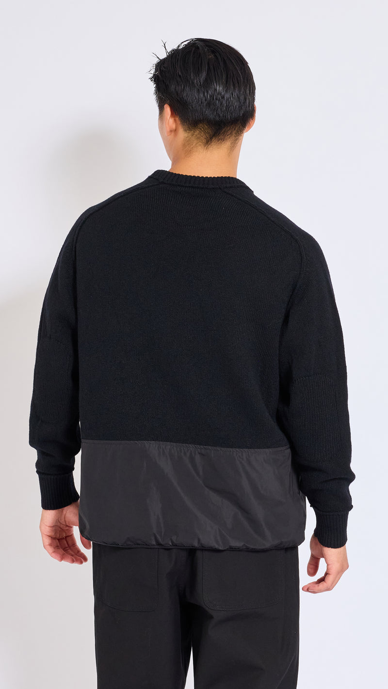 UNDERCOVER BLACK WOOL PANEL SWEATER