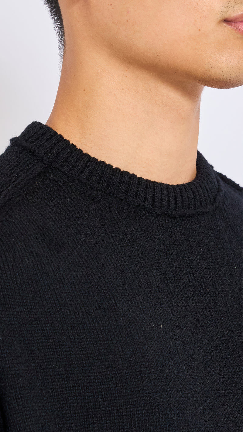 UNDERCOVER BLACK WOOL PANEL SWEATER