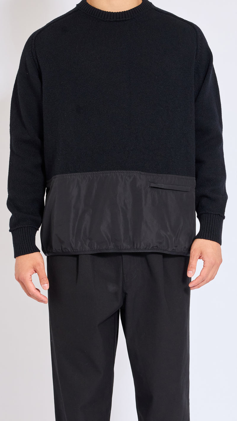 UNDERCOVER BLACK WOOL PANEL SWEATER
