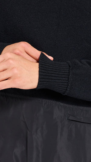 UNDERCOVER BLACK WOOL PANEL SWEATER