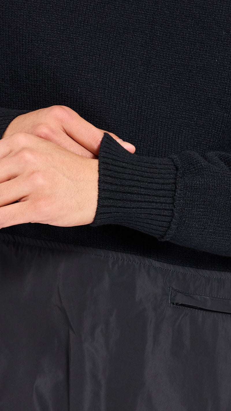 UNDERCOVER BLACK WOOL PANEL SWEATER