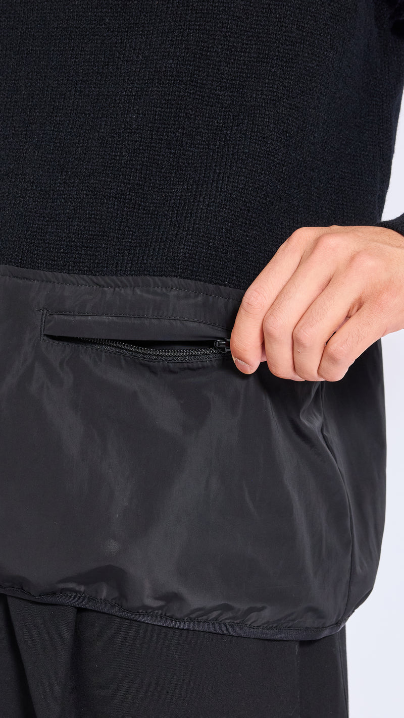UNDERCOVER BLACK WOOL PANEL SWEATER