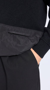 UNDERCOVER BLACK WOOL PANEL SWEATER