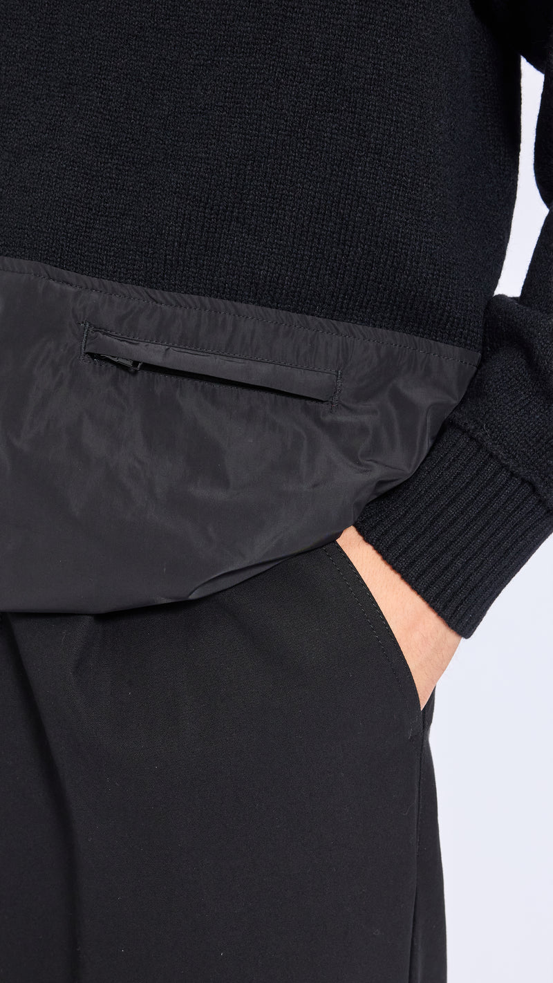 UNDERCOVER BLACK WOOL PANEL SWEATER