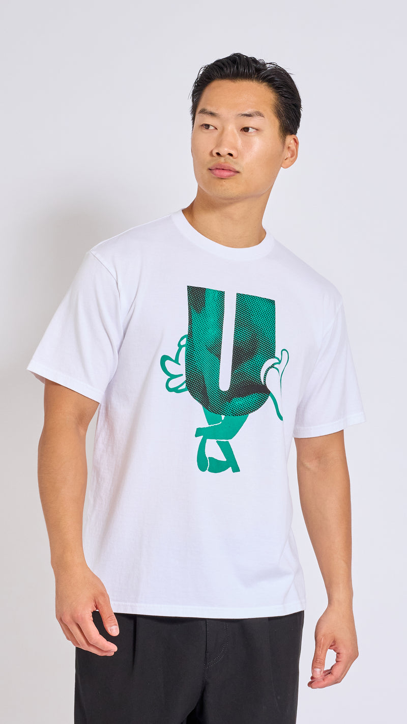 UNDERCOVER WHITE LETTER GRAPHIC T-SHIRT