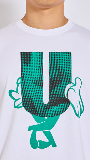 UNDERCOVER WHITE LETTER GRAPHIC T-SHIRT