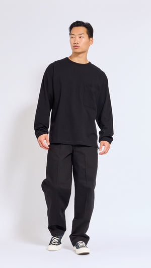 LEMAIRE BLACK BOXY LONG SLEEVE T-SHIRT