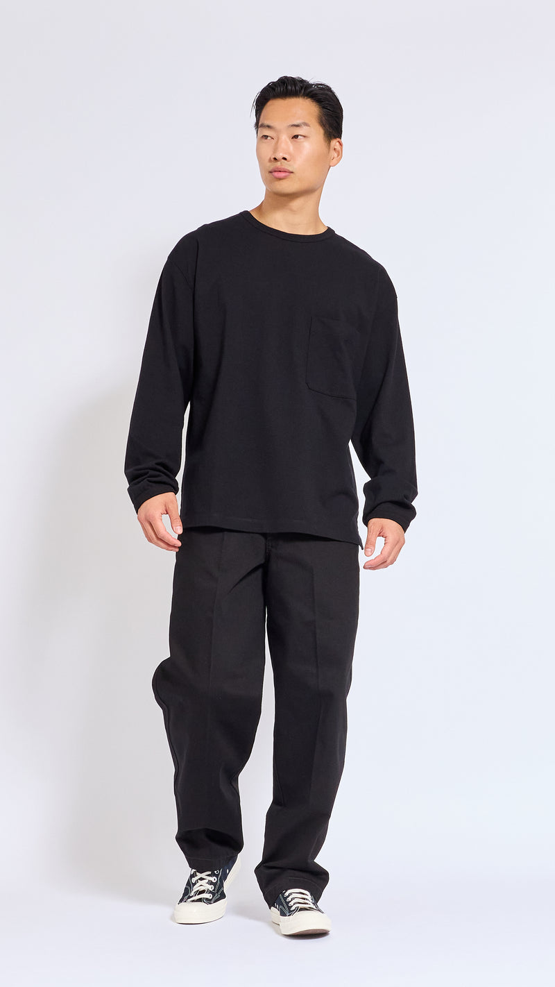 LEMAIRE BLACK BOXY LONG SLEEVE T-SHIRT