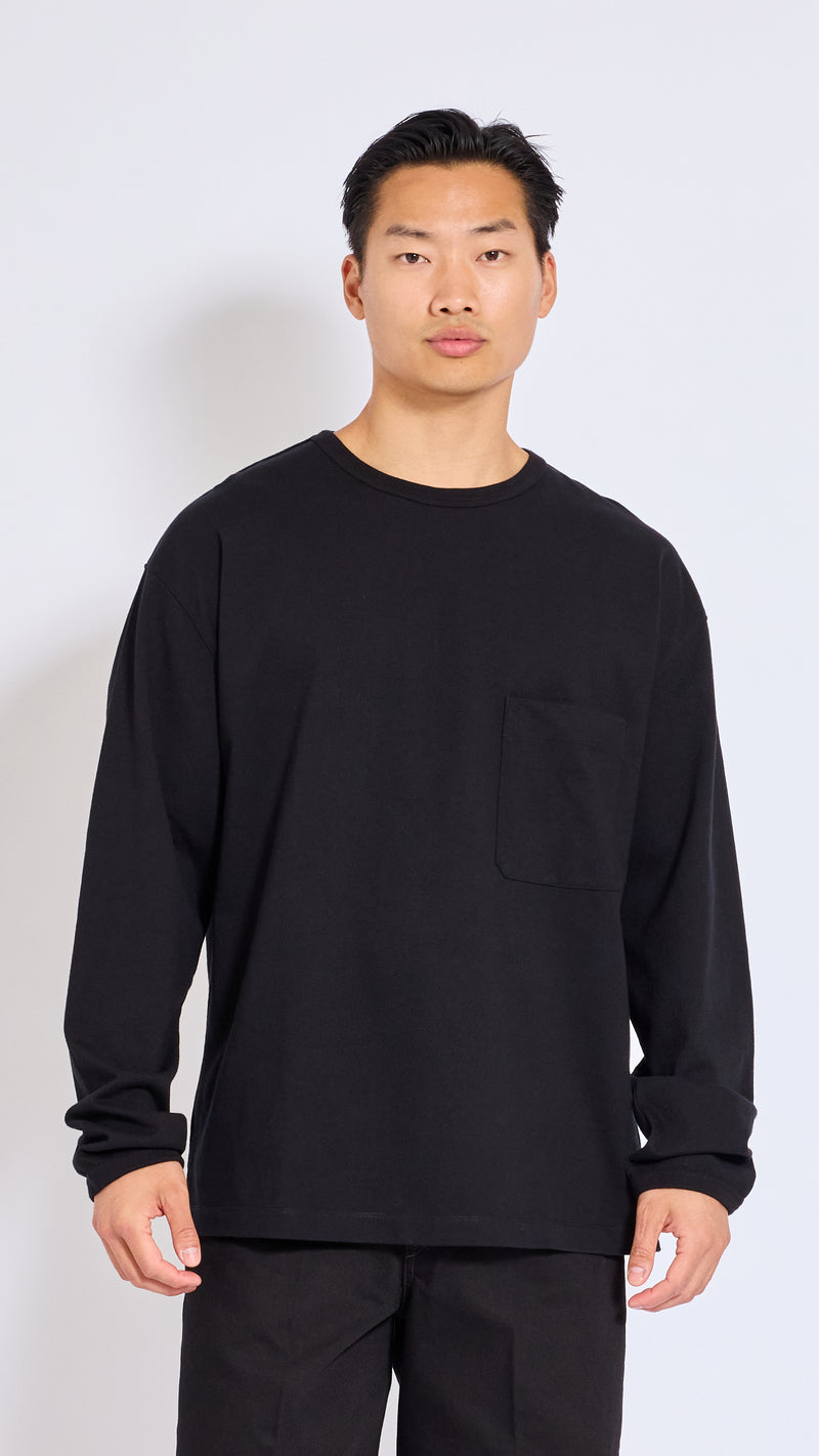 LEMAIRE BLACK BOXY LONG SLEEVE T-SHIRT