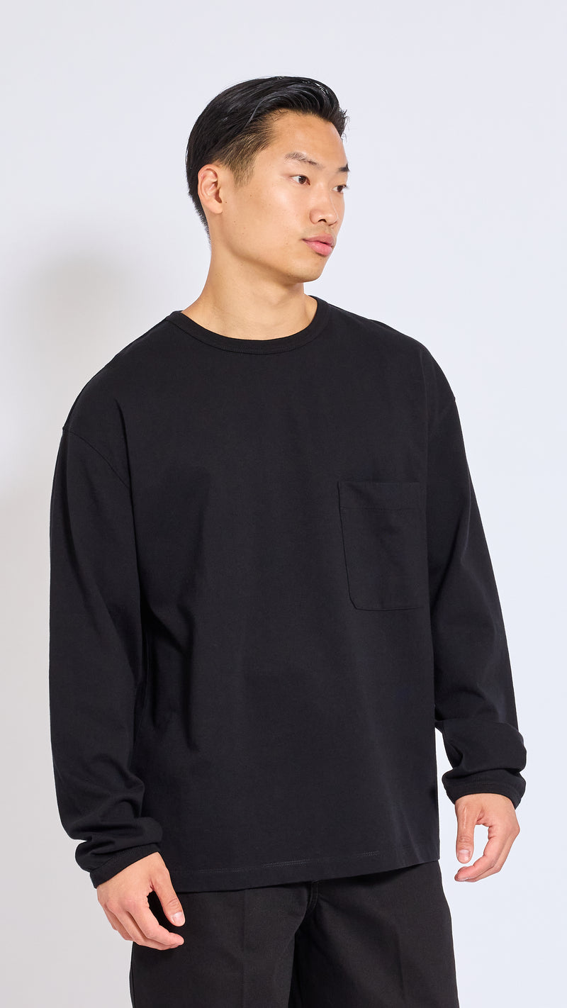 LEMAIRE BLACK BOXY LONG SLEEVE T-SHIRT