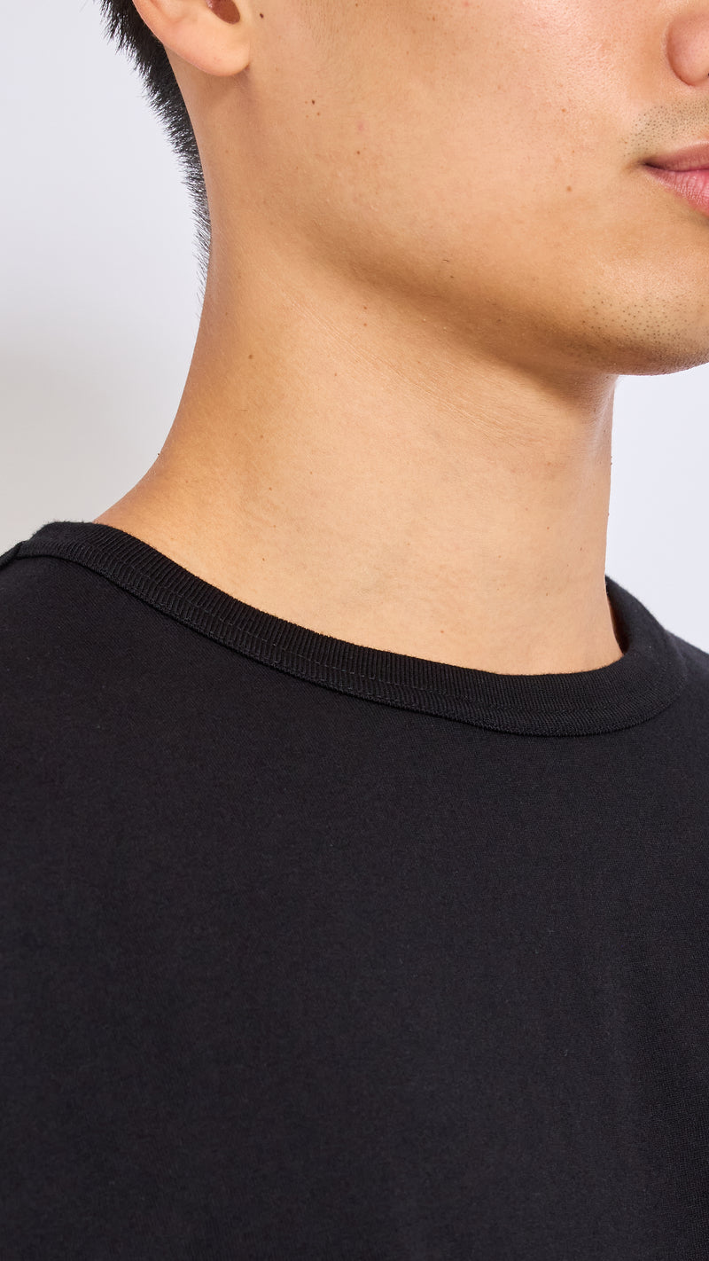LEMAIRE BLACK BOXY LONG SLEEVE T-SHIRT