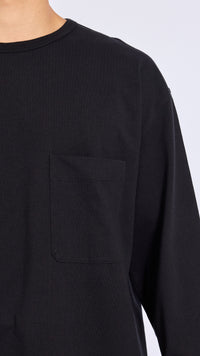 LEMAIRE BLACK BOXY LONG SLEEVE T-SHIRT