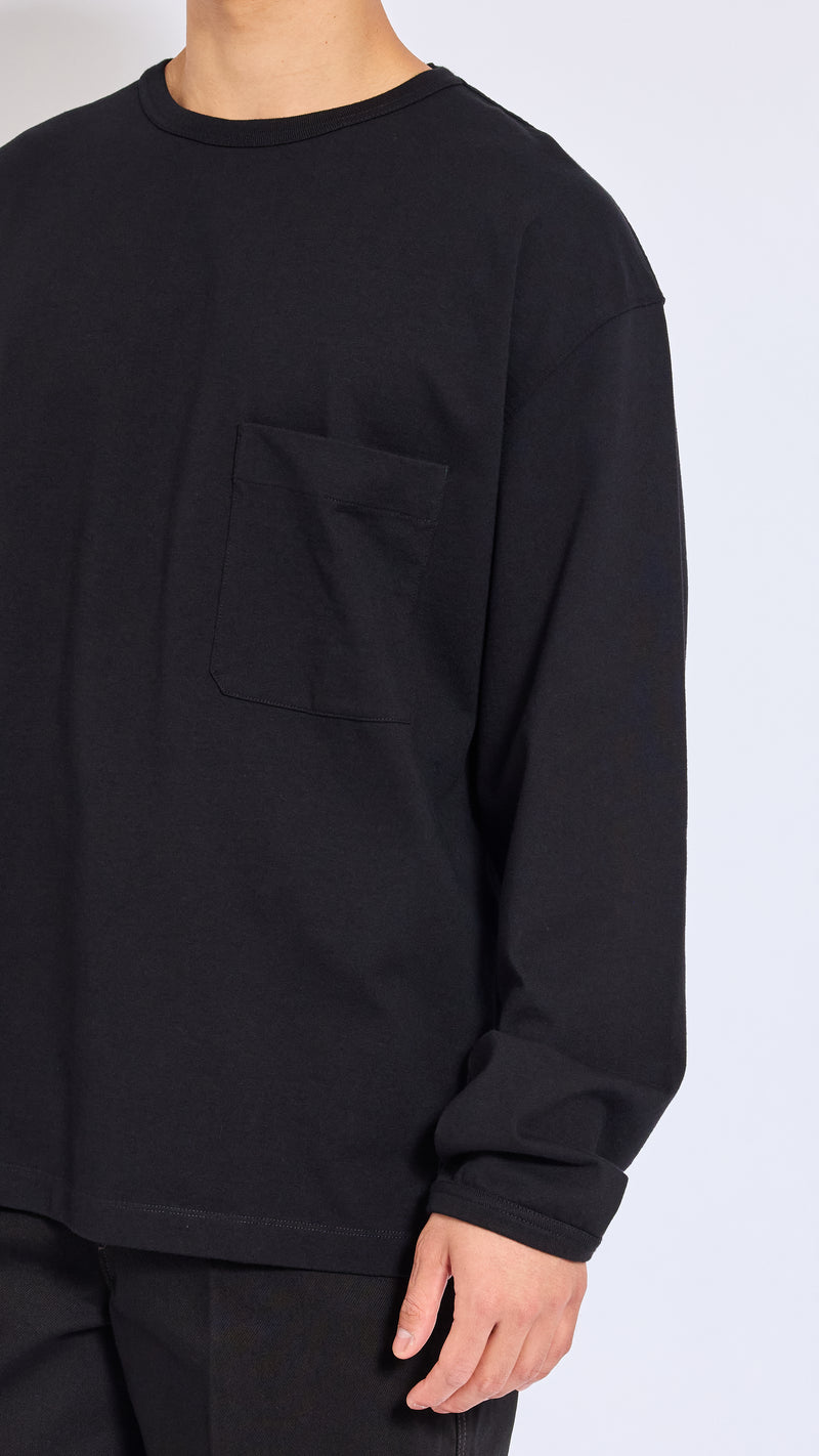 LEMAIRE BLACK BOXY LONG SLEEVE T-SHIRT