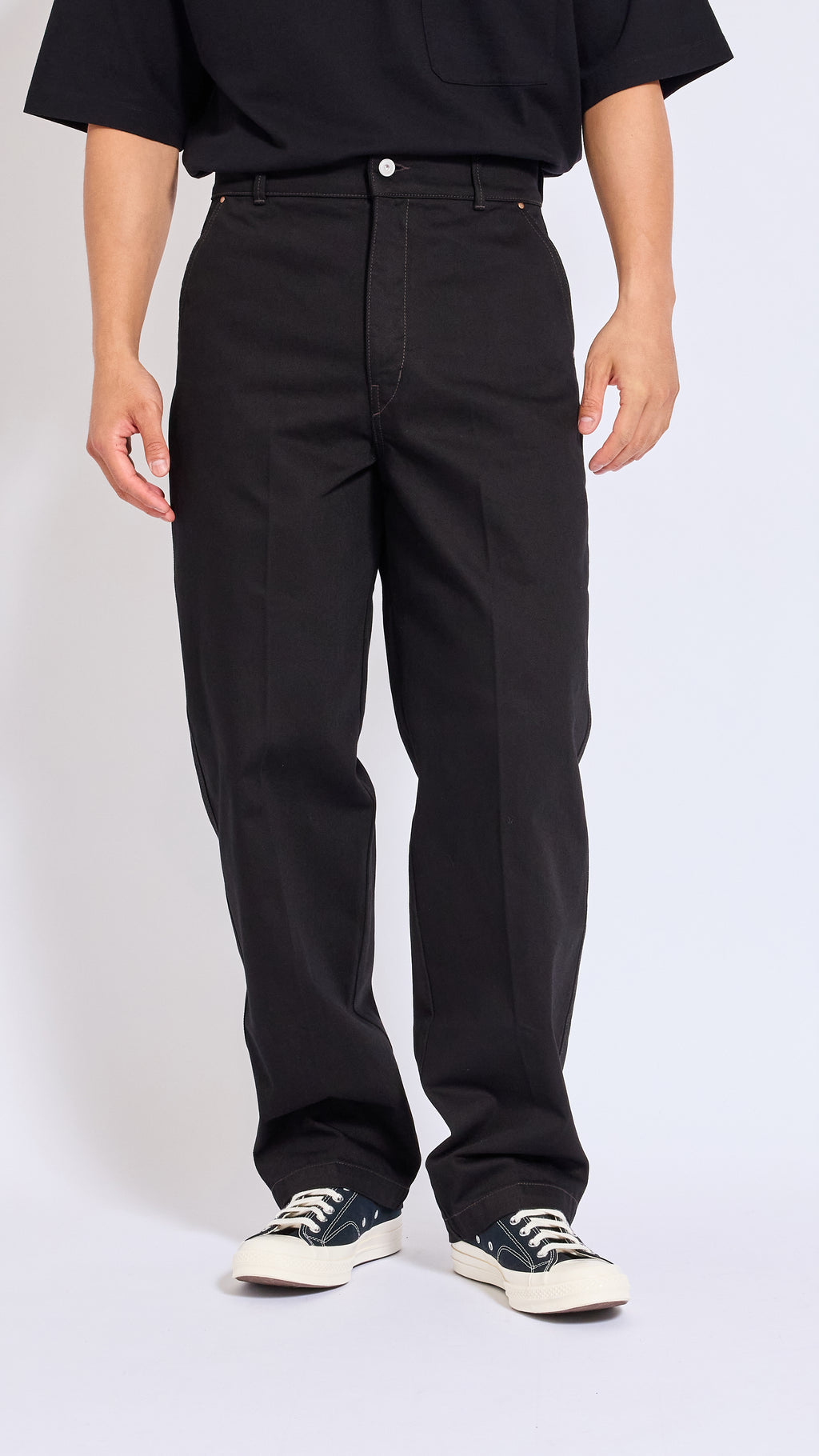 LEMAIRE BLACK MAXI BARREL WORKWEAR DENIM PANTS