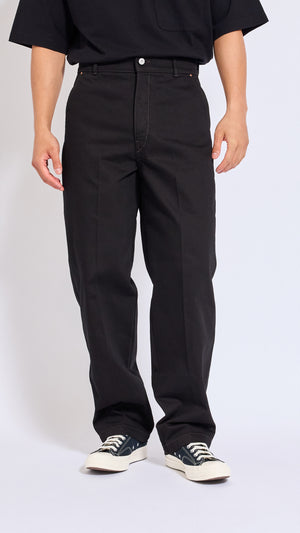 LEMAIRE BLACK MAXI BARREL WORKWEAR DENIM PANTS