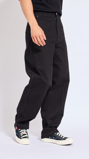 LEMAIRE BLACK MAXI BARREL WORKWEAR DENIM PANTS