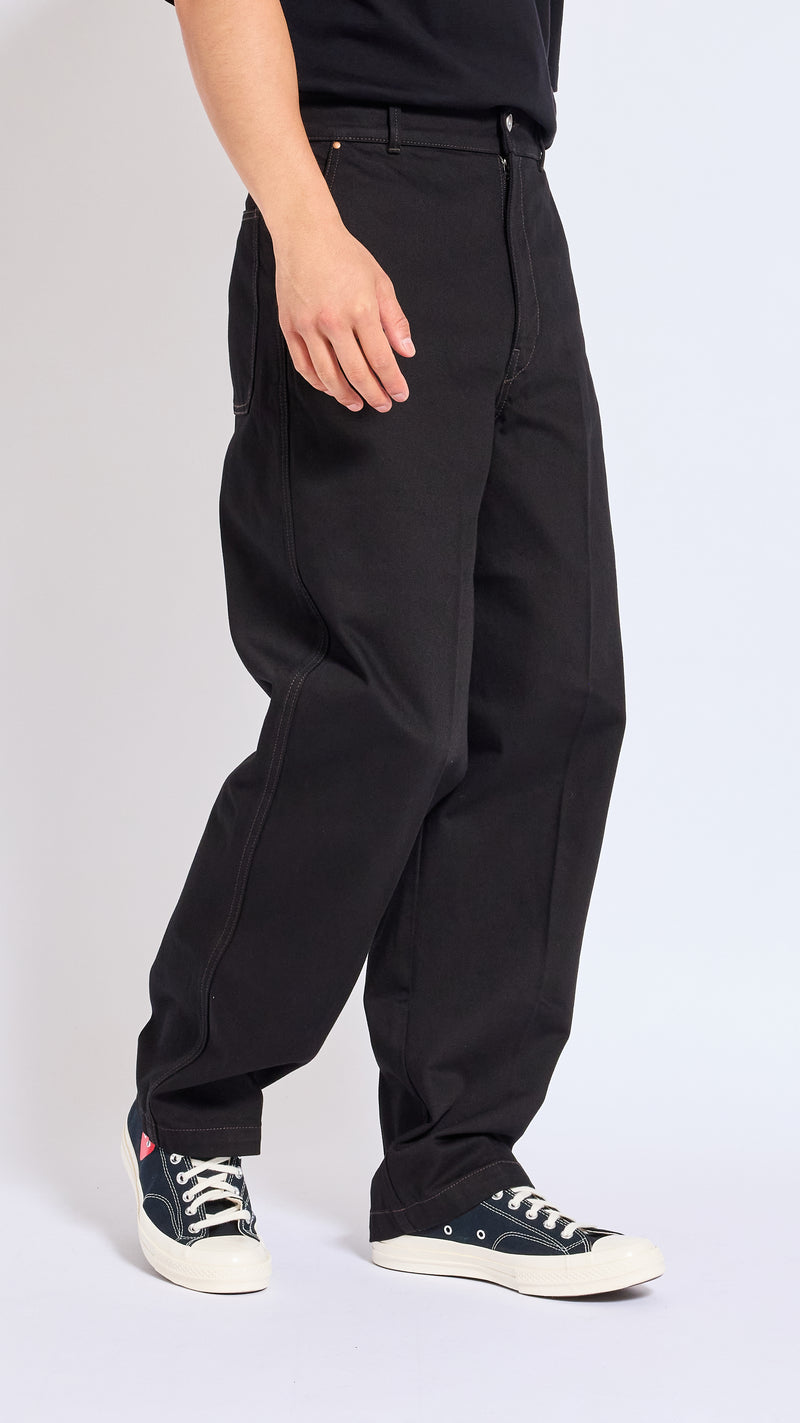 LEMAIRE BLACK MAXI BARREL WORKWEAR DENIM PANTS
