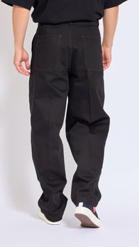 LEMAIRE BLACK MAXI BARREL WORKWEAR DENIM PANTS