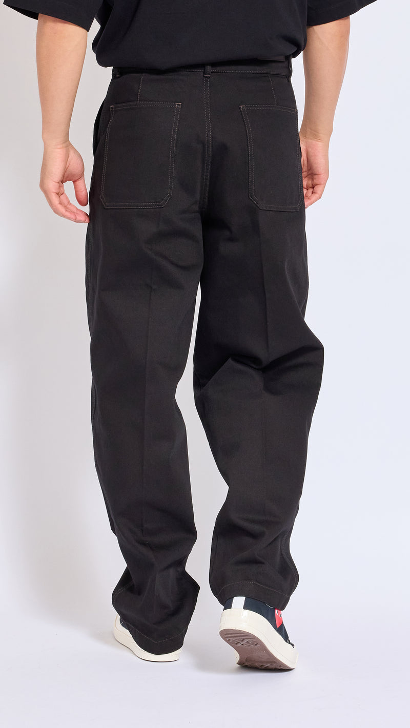 LEMAIRE BLACK MAXI BARREL WORKWEAR DENIM PANTS