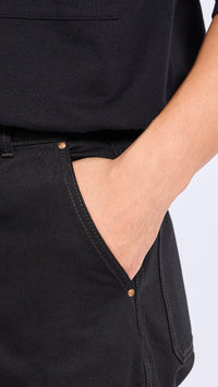 LEMAIRE BLACK MAXI BARREL WORKWEAR DENIM PANTS