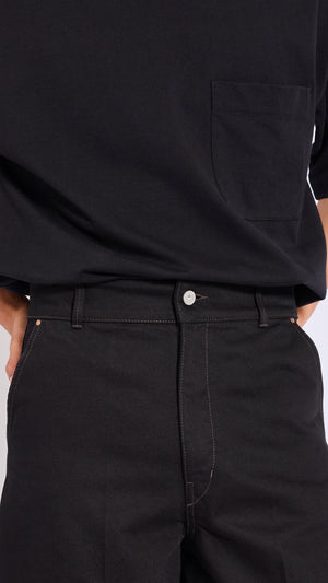 LEMAIRE BLACK MAXI BARREL WORKWEAR DENIM PANTS