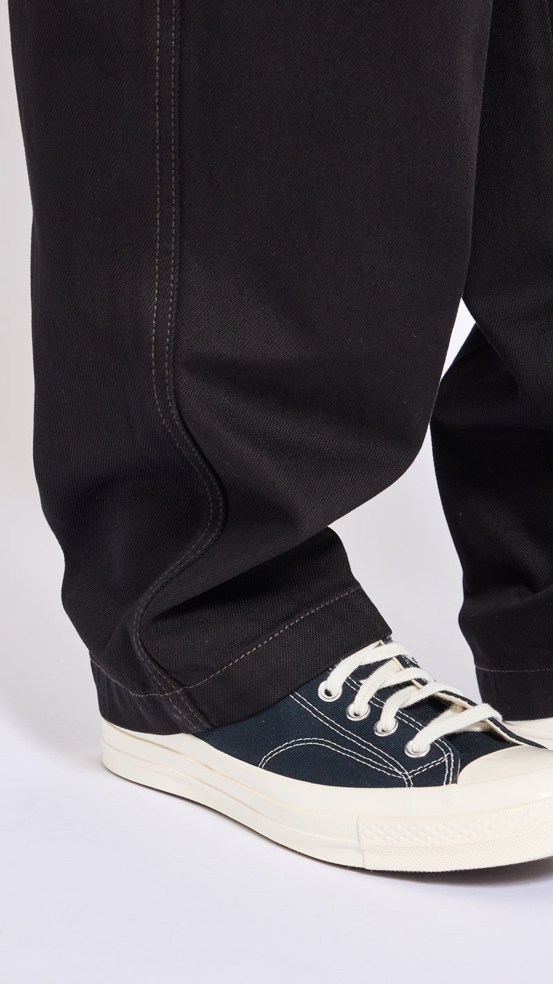 LEMAIRE BLACK MAXI BARREL WORKWEAR DENIM PANTS