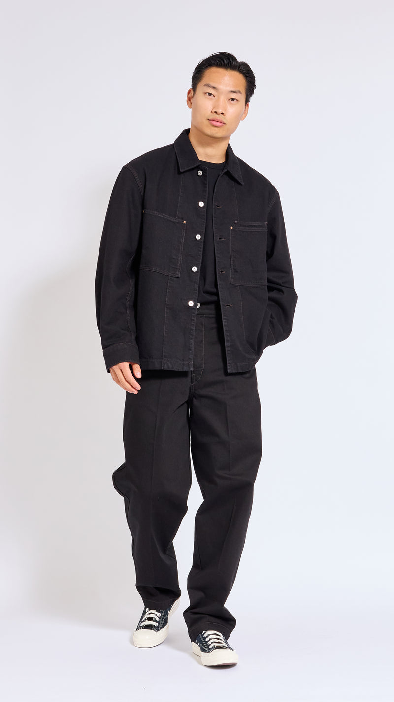 LEMAIRE BLACK WORKWEAR DENIM OVERSHIRT