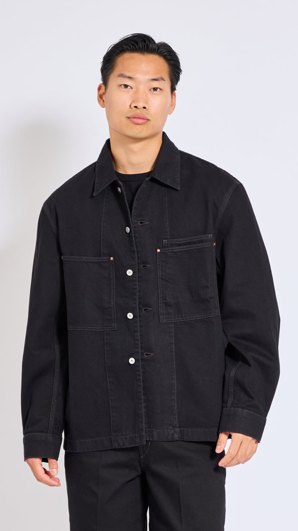 LEMAIRE BLACK WORKWEAR DENIM OVERSHIRT