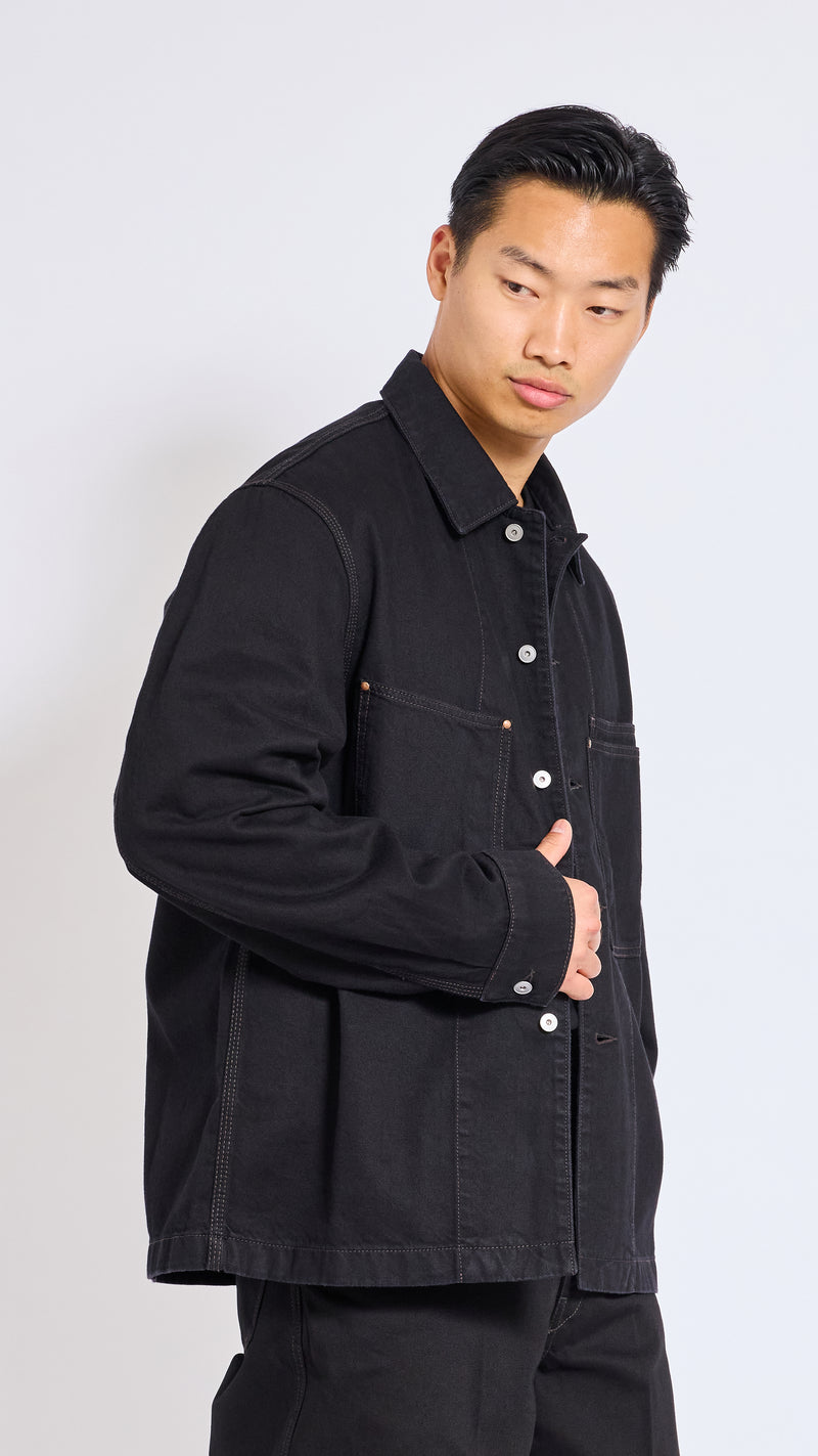LEMAIRE BLACK WORKWEAR DENIM OVERSHIRT