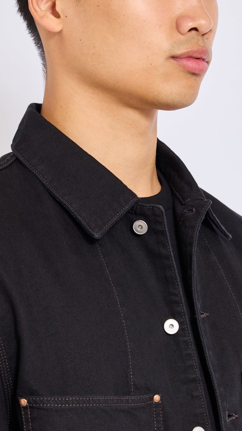 LEMAIRE BLACK WORKWEAR DENIM OVERSHIRT