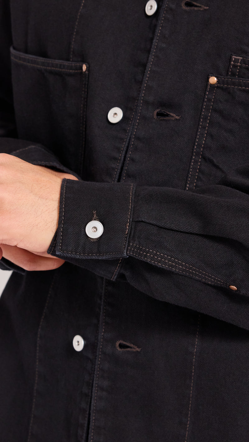 LEMAIRE BLACK WORKWEAR DENIM OVERSHIRT