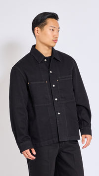LEMAIRE BLACK WORKWEAR DENIM OVERSHIRT
