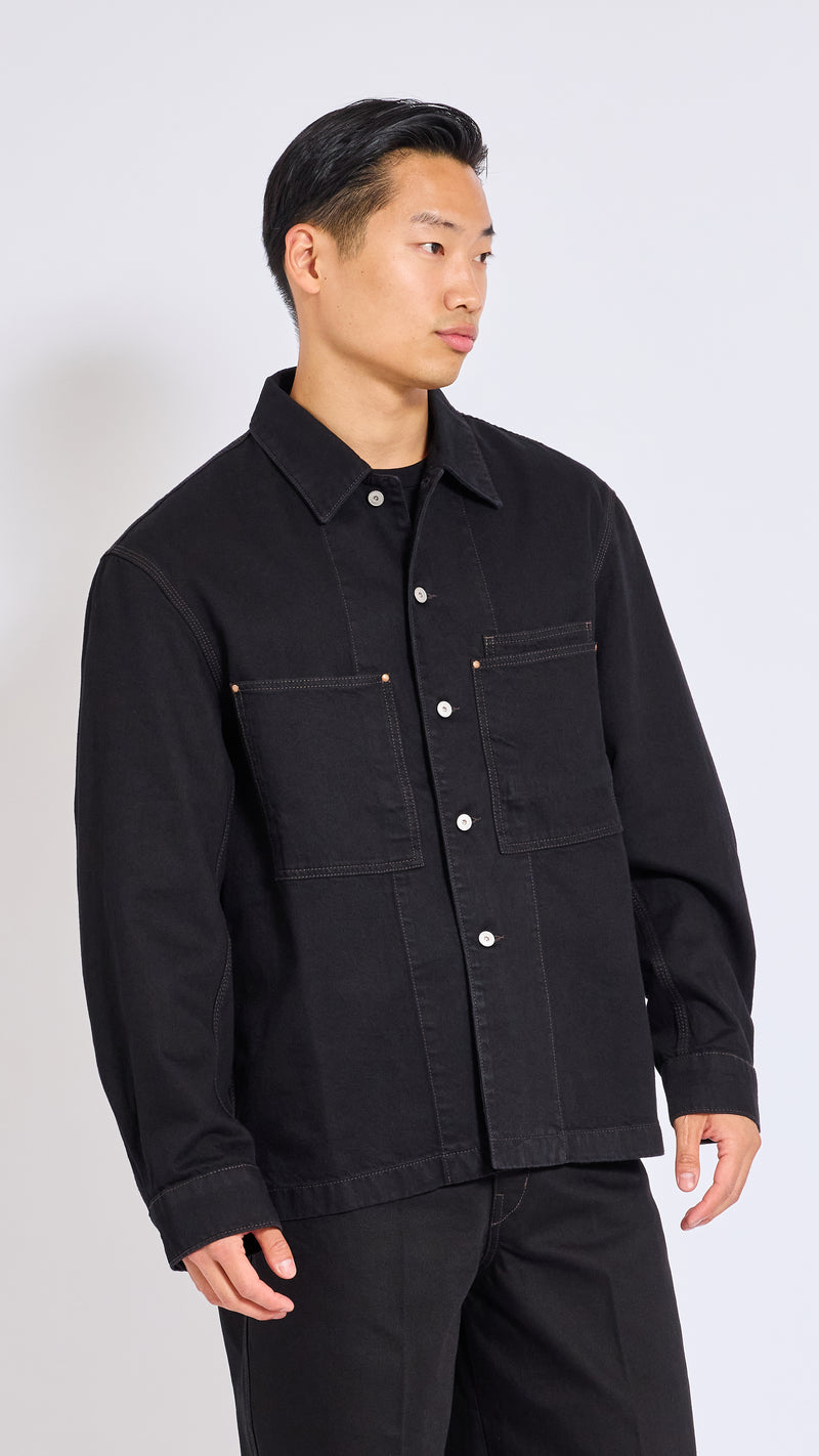 LEMAIRE BLACK WORKWEAR DENIM OVERSHIRT
