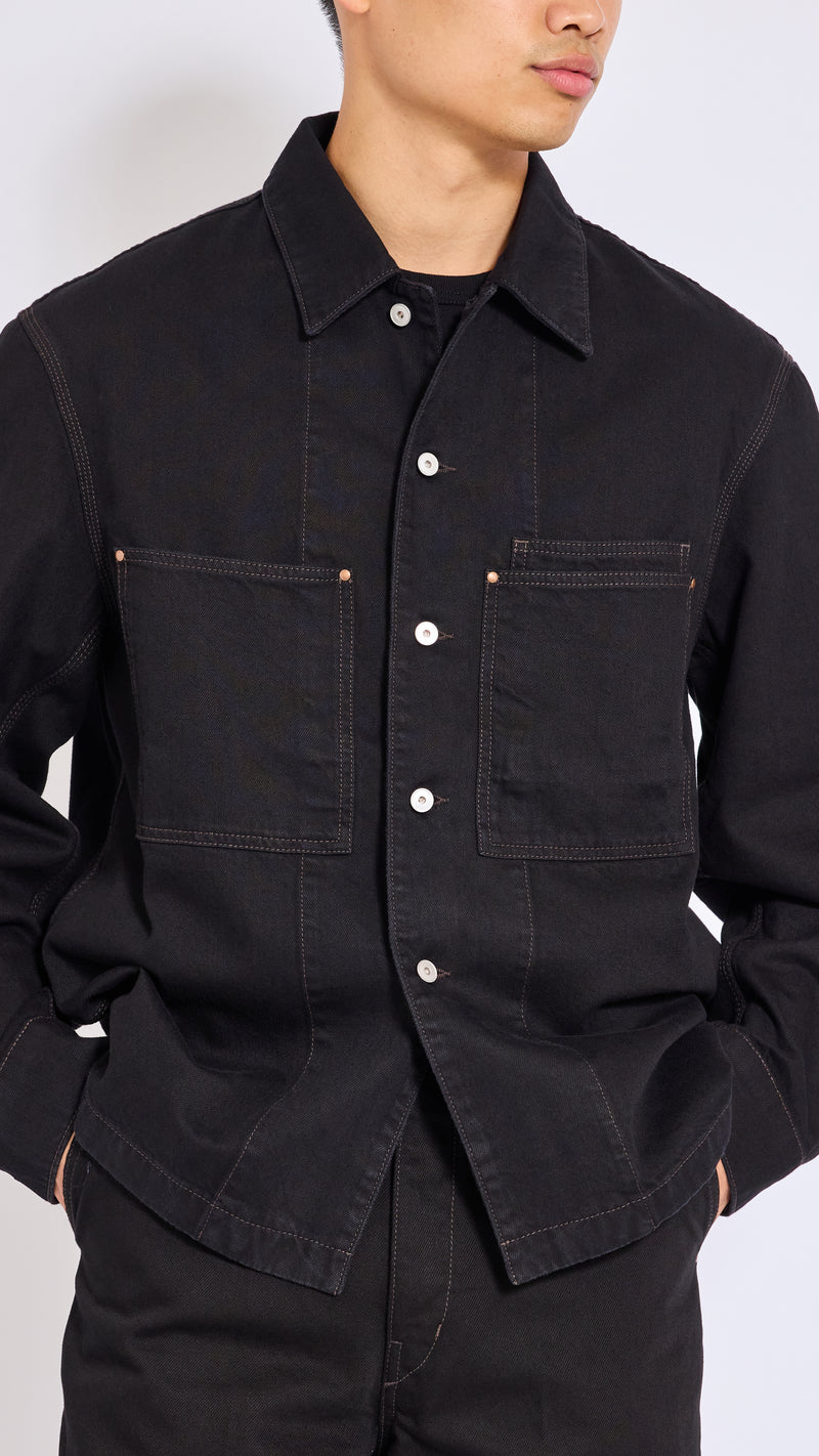 LEMAIRE BLACK WORKWEAR DENIM OVERSHIRT