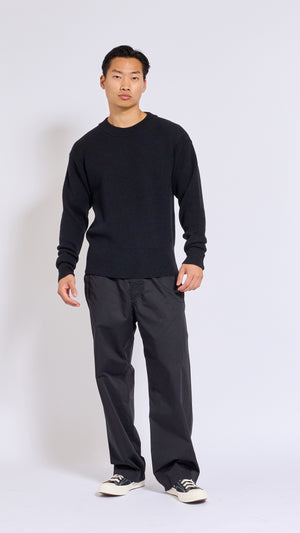 LEMAIRE BLACK BOXY ROUNDNECK SWEATER