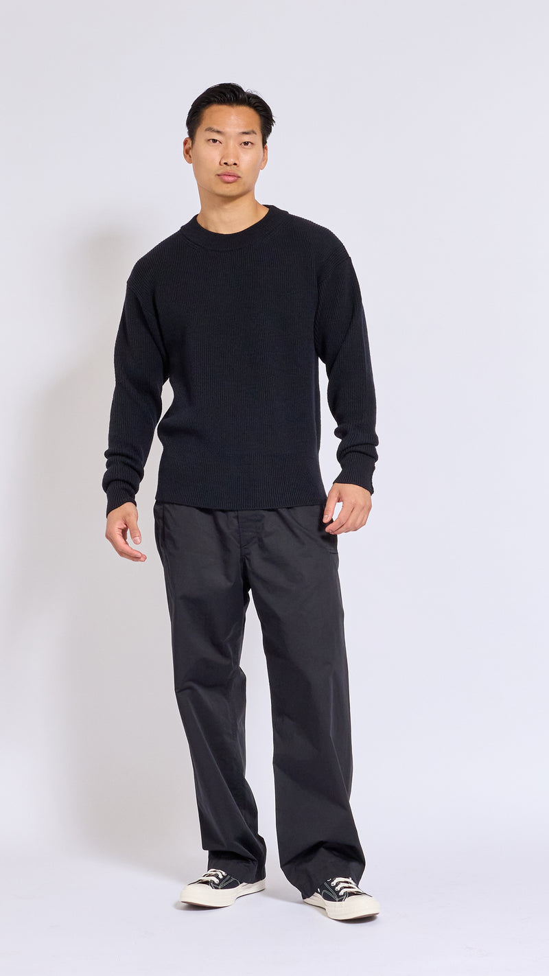 LEMAIRE BLACK BOXY ROUNDNECK SWEATER
