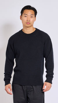 LEMAIRE BLACK BOXY ROUNDNECK SWEATER