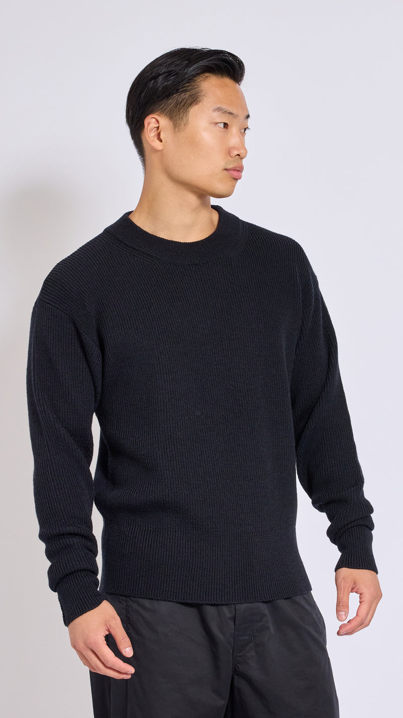 LEMAIRE BLACK BOXY ROUNDNECK SWEATER