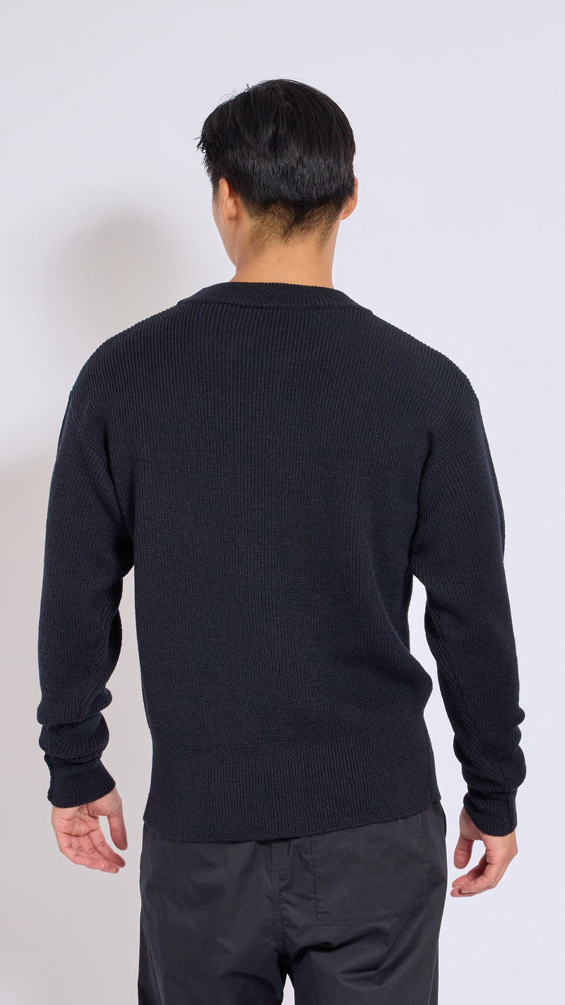 LEMAIRE BLACK BOXY ROUNDNECK SWEATER