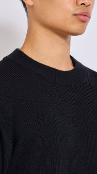 LEMAIRE BLACK BOXY ROUNDNECK SWEATER