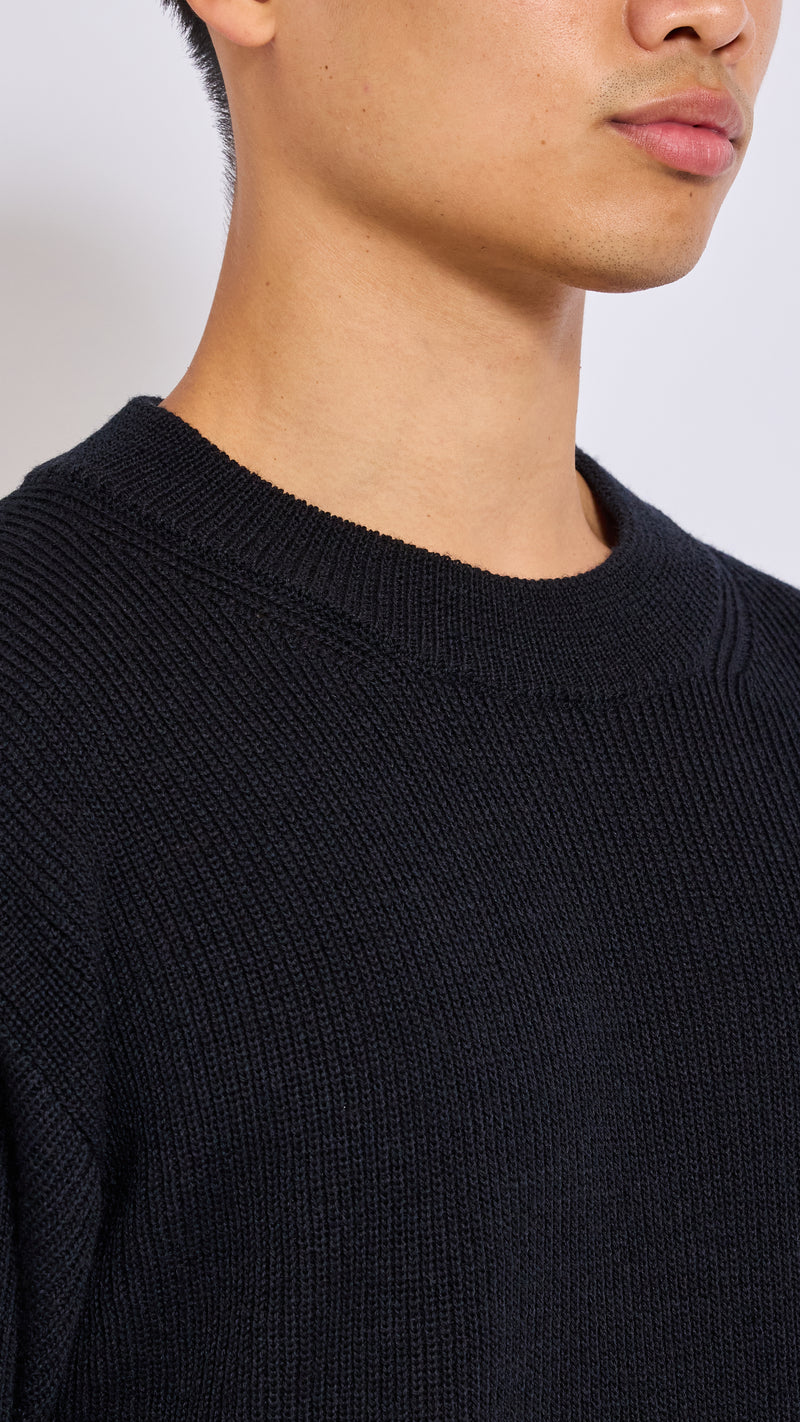 LEMAIRE BLACK BOXY ROUNDNECK SWEATER