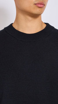 LEMAIRE BLACK BOXY ROUNDNECK SWEATER