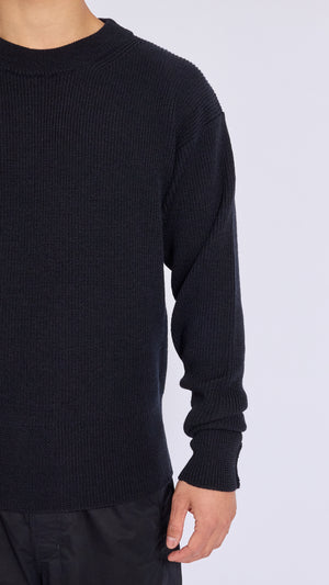 LEMAIRE BLACK BOXY ROUNDNECK SWEATER