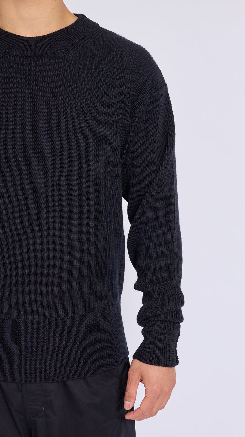 LEMAIRE BLACK BOXY ROUNDNECK SWEATER